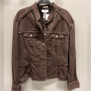 Jones New York Dark Brown Canvas like Jacket